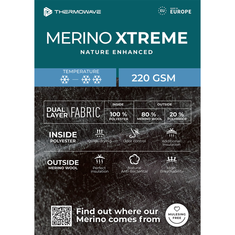 Majica Thermowave MERINO XTREME LONG SS WITH 1/2 ZIPPER GSM 220